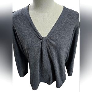 Title Nine Women's Gray V-Neck Twist Knot Sweater Size Large